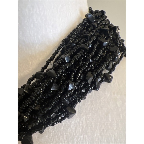 Manouk Statement Beaded Choker Necklace Black - Picture 2 of 5